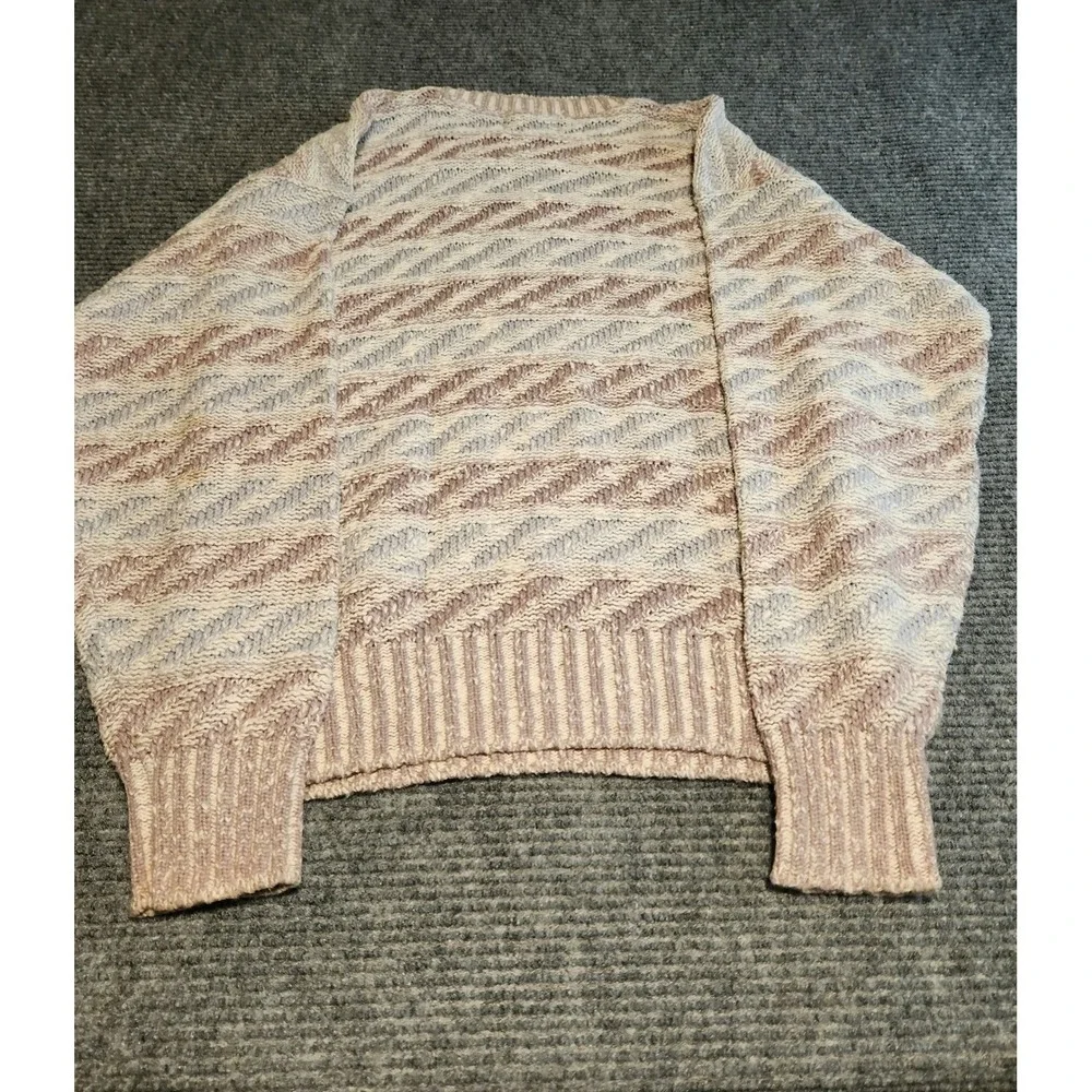 Vintage Jantzen Mens Large Cotton Knit Sweater Beige Mauve Made in USA M162B